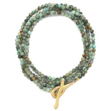 Luxury Faceted African Turquoise Stone Long Necklace - Box Turtle