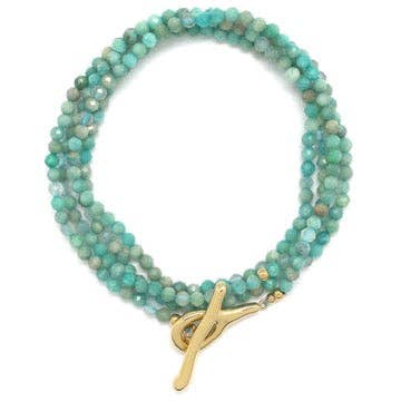 Luxury Faceted Amazonite Stone Long Necklace - Box Turtle