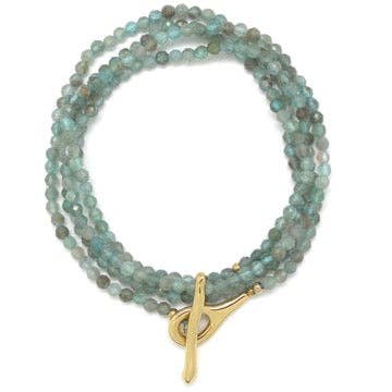 Luxury Faceted Apatite Stone Long Necklace - Box Turtle