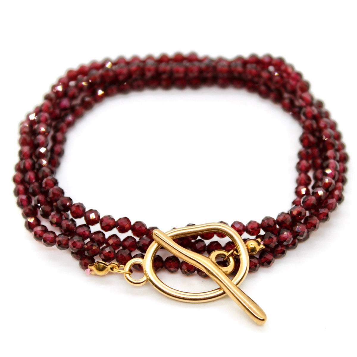 Luxury Faceted Long Garnet Necklace or Bracelet - Box Turtle