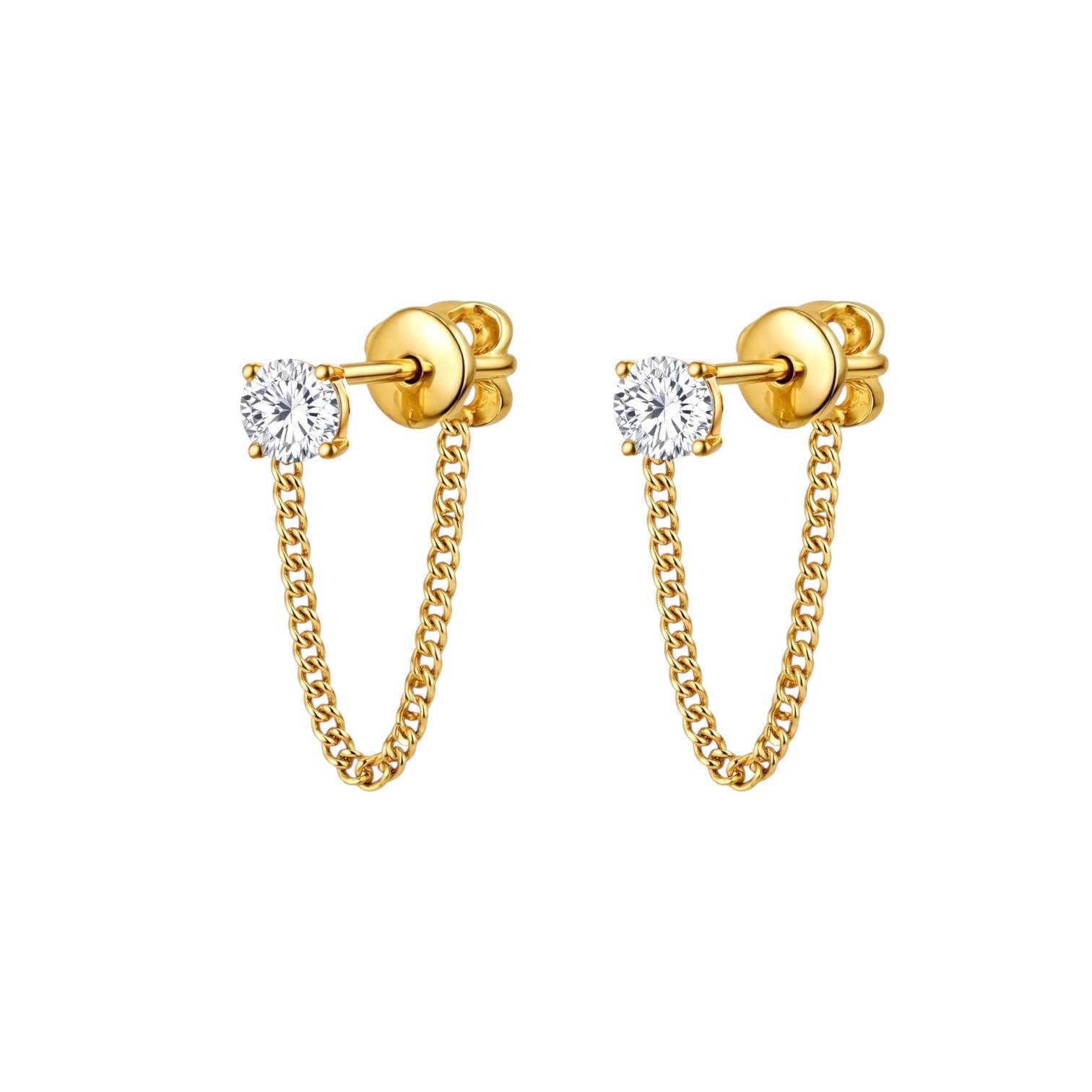 Lyra Pave Crystal Chain Earrings - Box Turtle