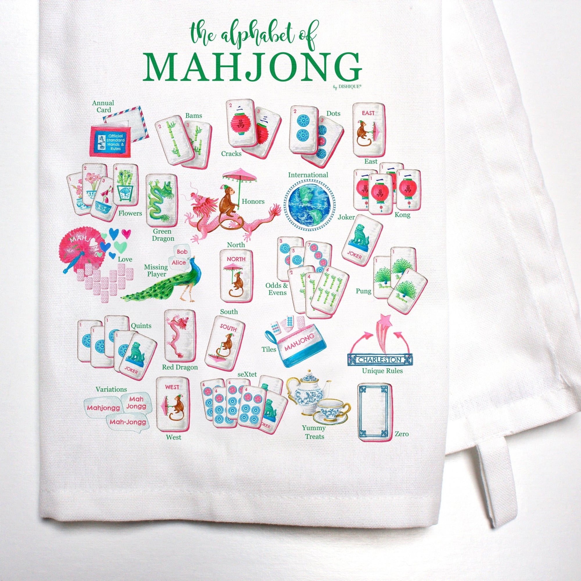 Mahjong Alphabet Bar Towel - Box Turtle