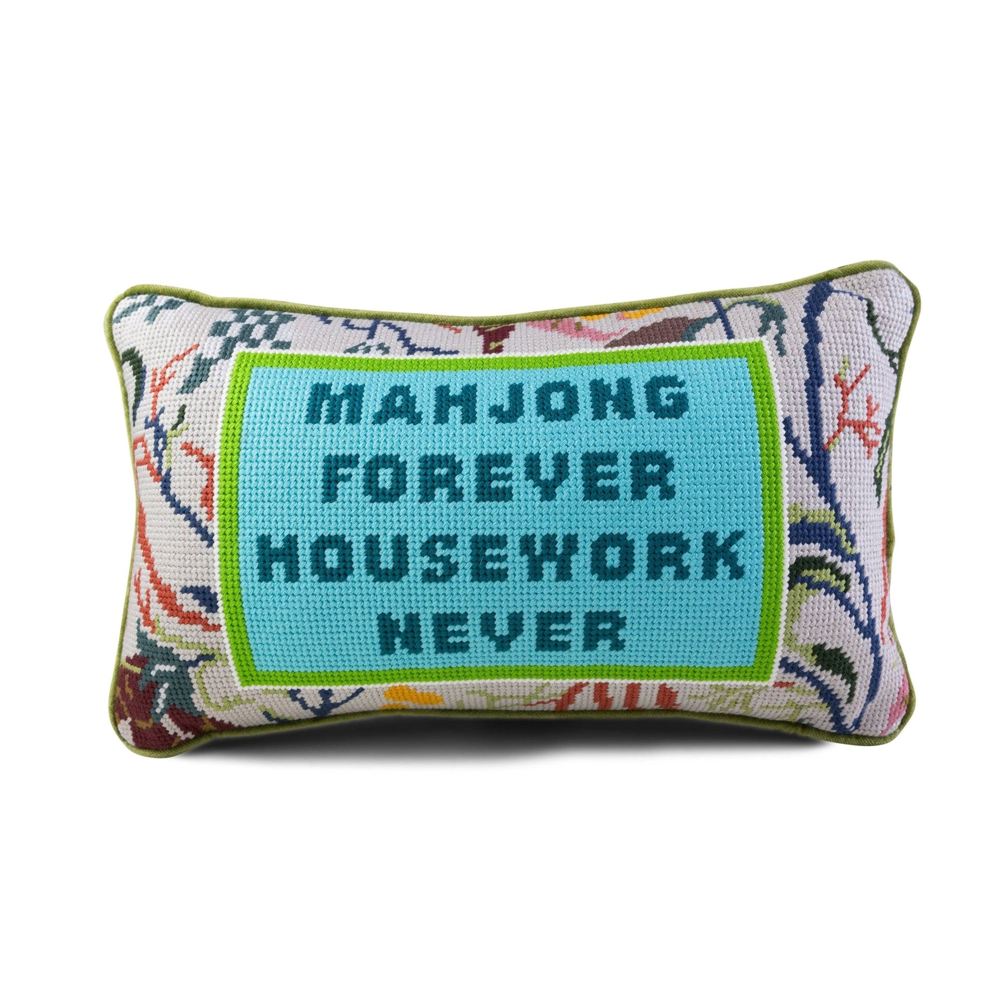 Mahjong Needlepoint Pillow - Box Turtle