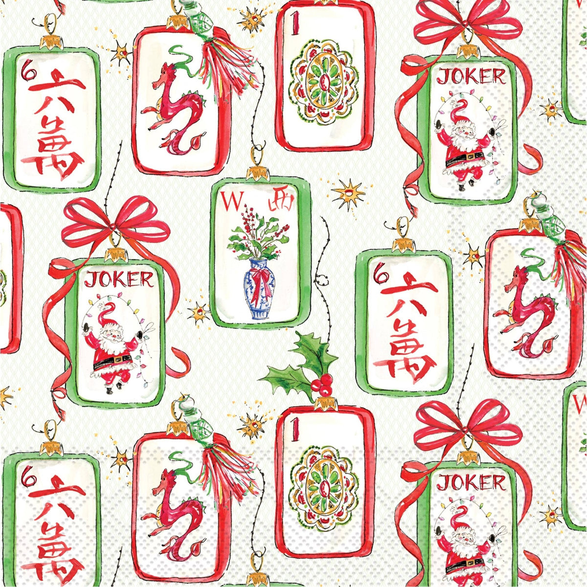 Mahjong &amp; Santa Paper Cocktail Napkins - Box Turtle