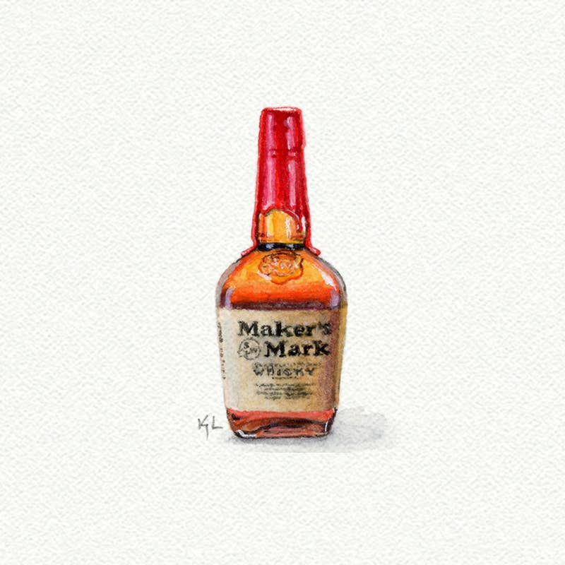 Makers Mark Bourbon Miniature Watercolor Print - Box Turtle