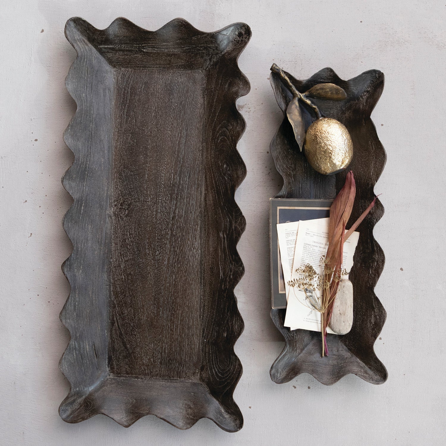 Mango Wood Scalloped Trays - Box Turtle