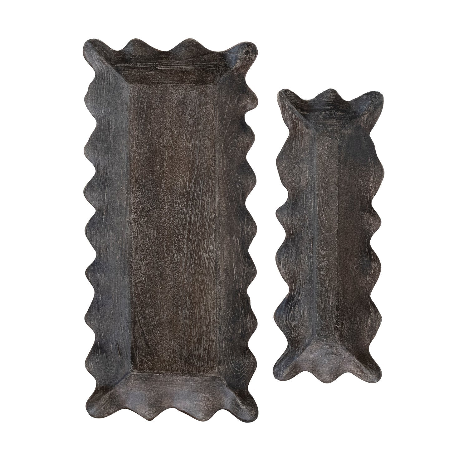 Mango Wood Scalloped Trays - Box Turtle