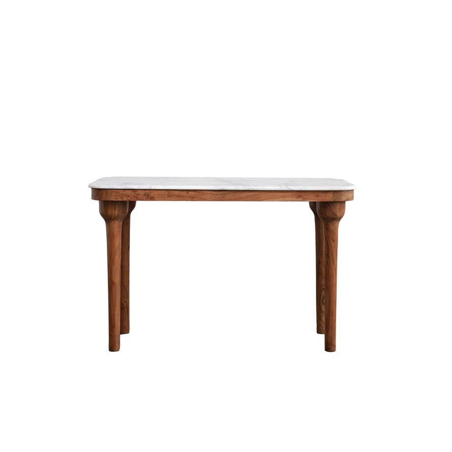 Marble Top Acacia Wood Console Table - Box Turtle