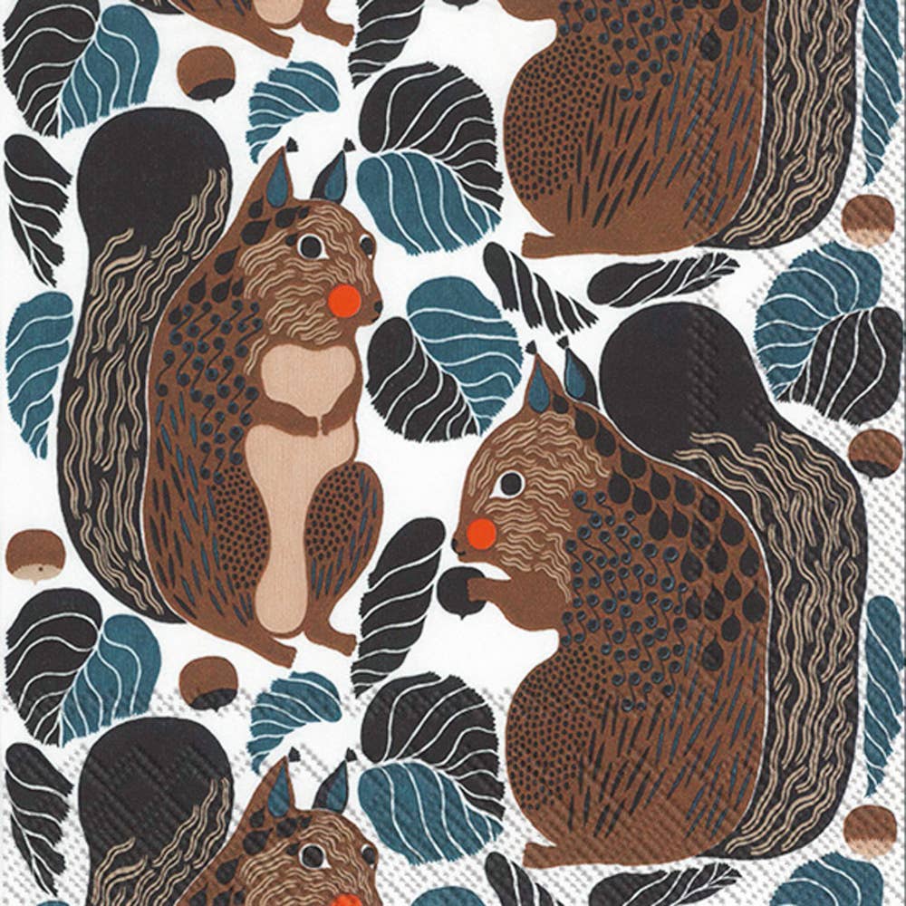 Marimekko Squirrel Art Cocktail Napkins - Box Turtle