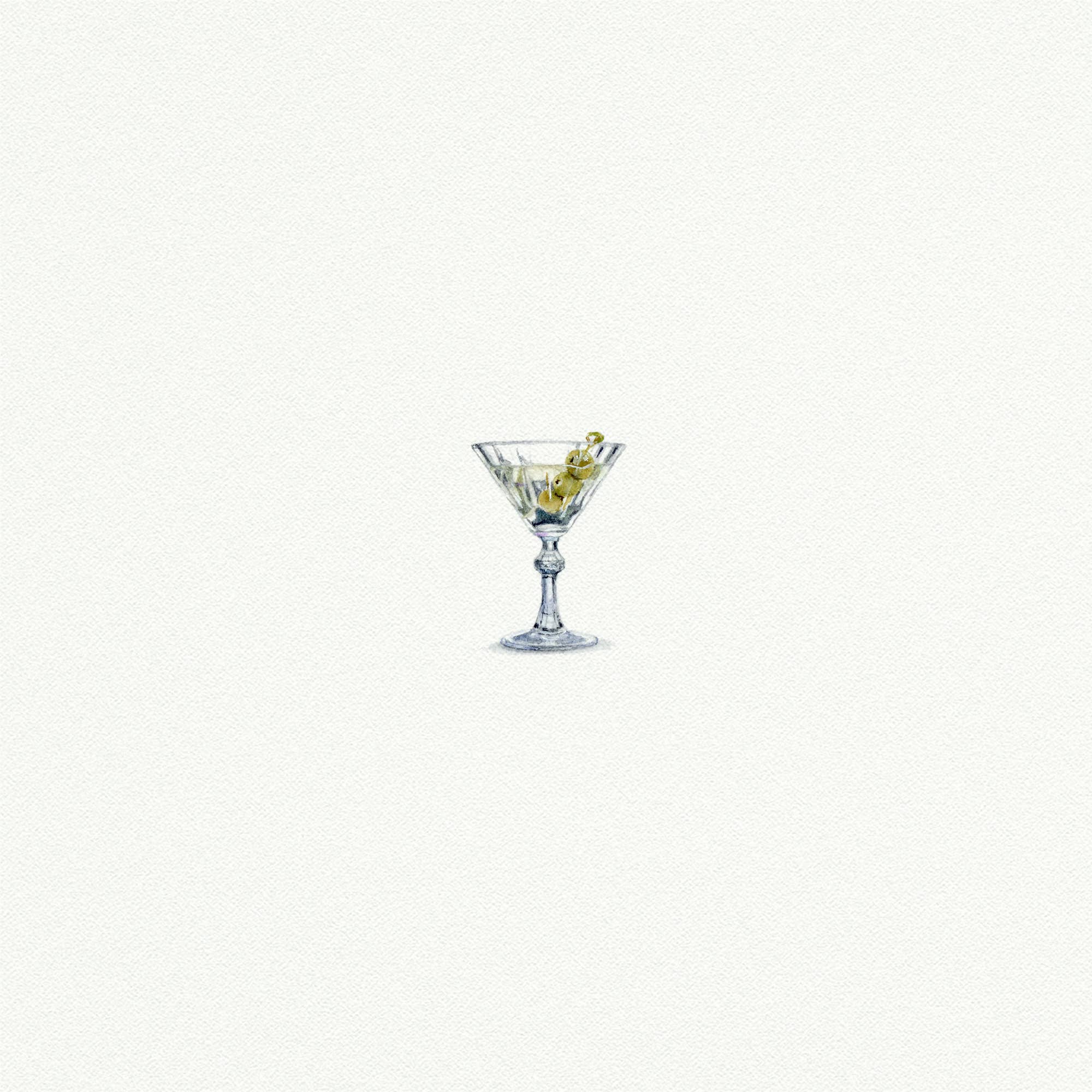 Martini Glass Miniature Watercolor Print - Box Turtle