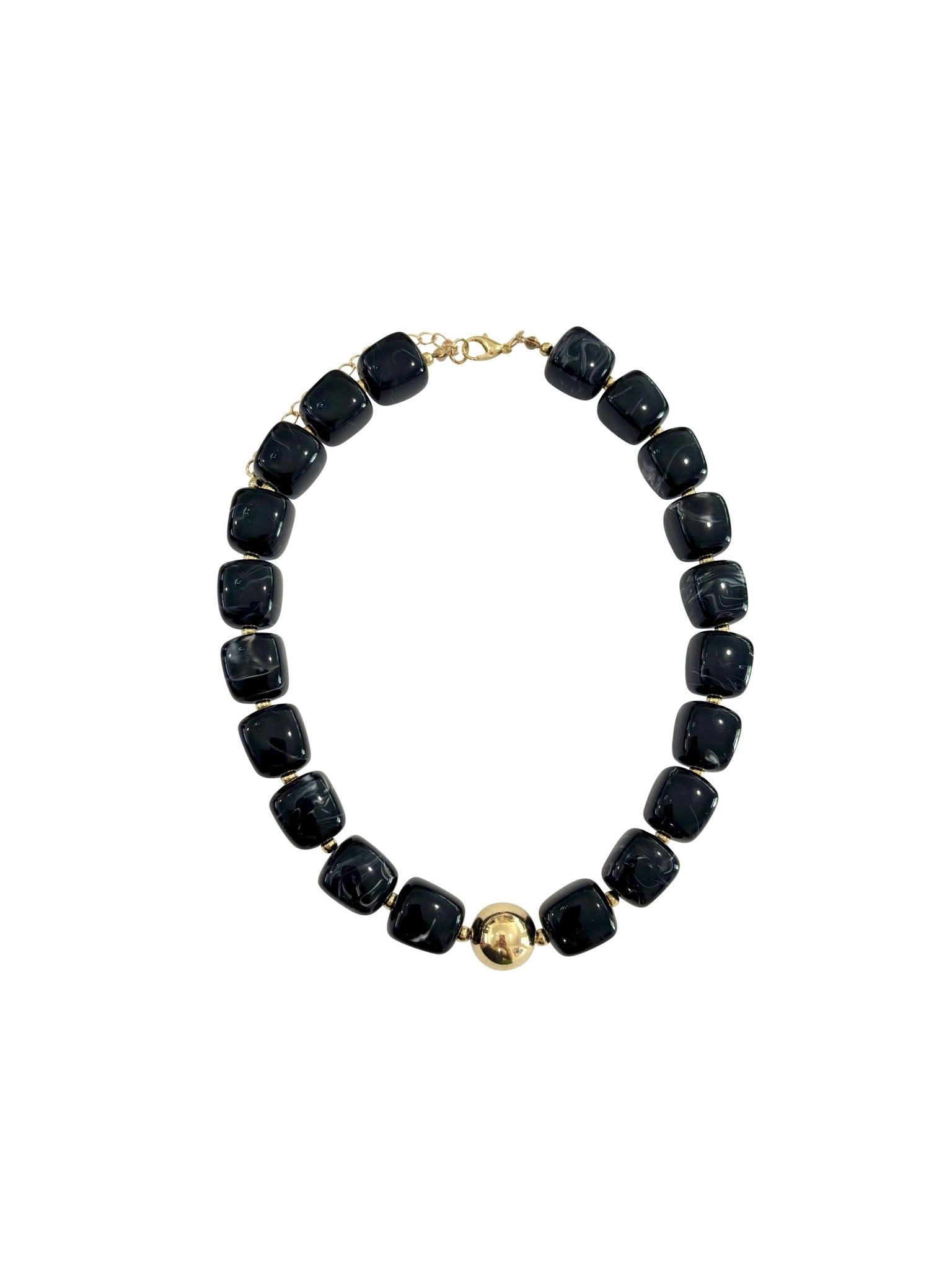 Massey Chunky Beaded Necklace - Black - Box Turtle