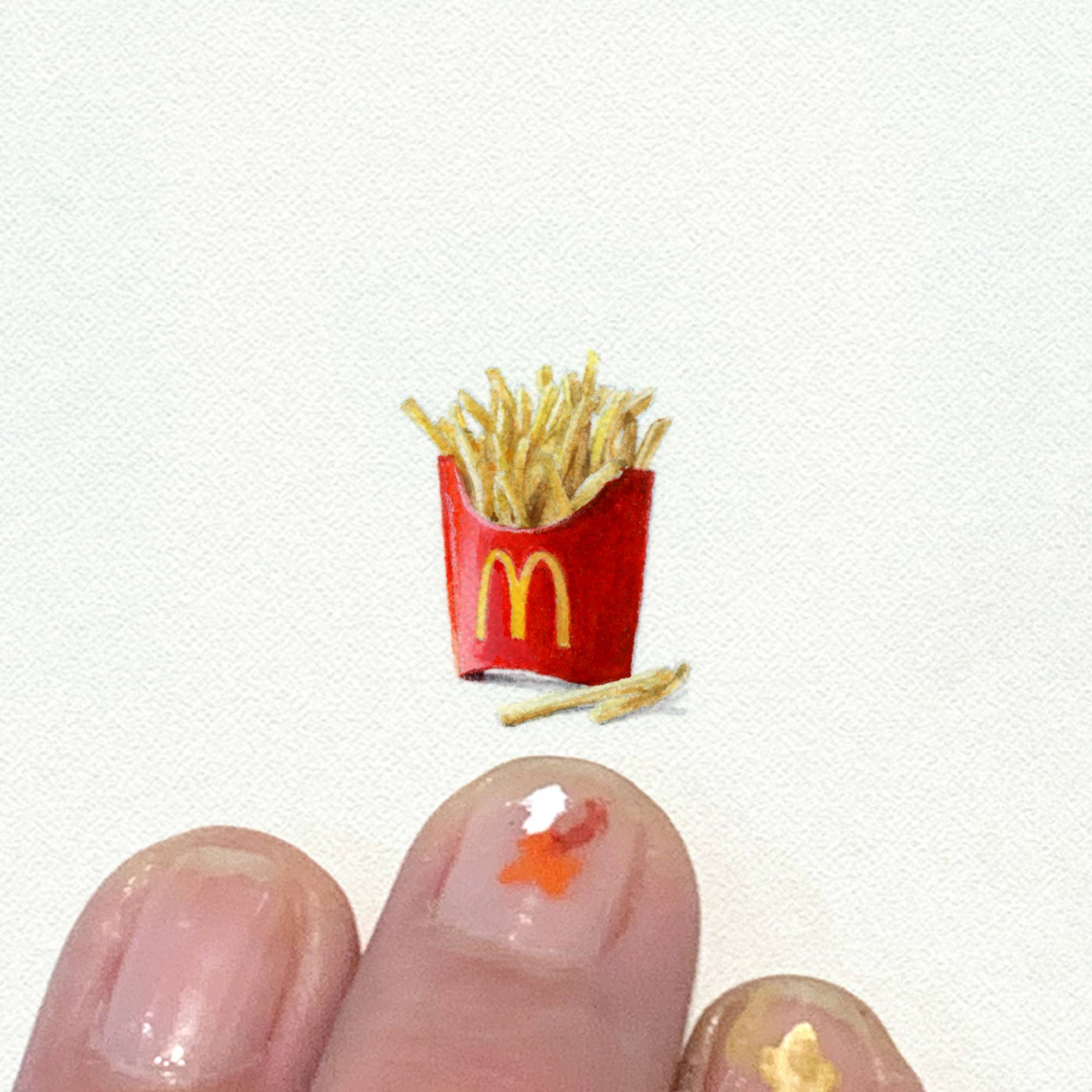 McDonald's Fries Miniature Watercolor Print - Box Turtle