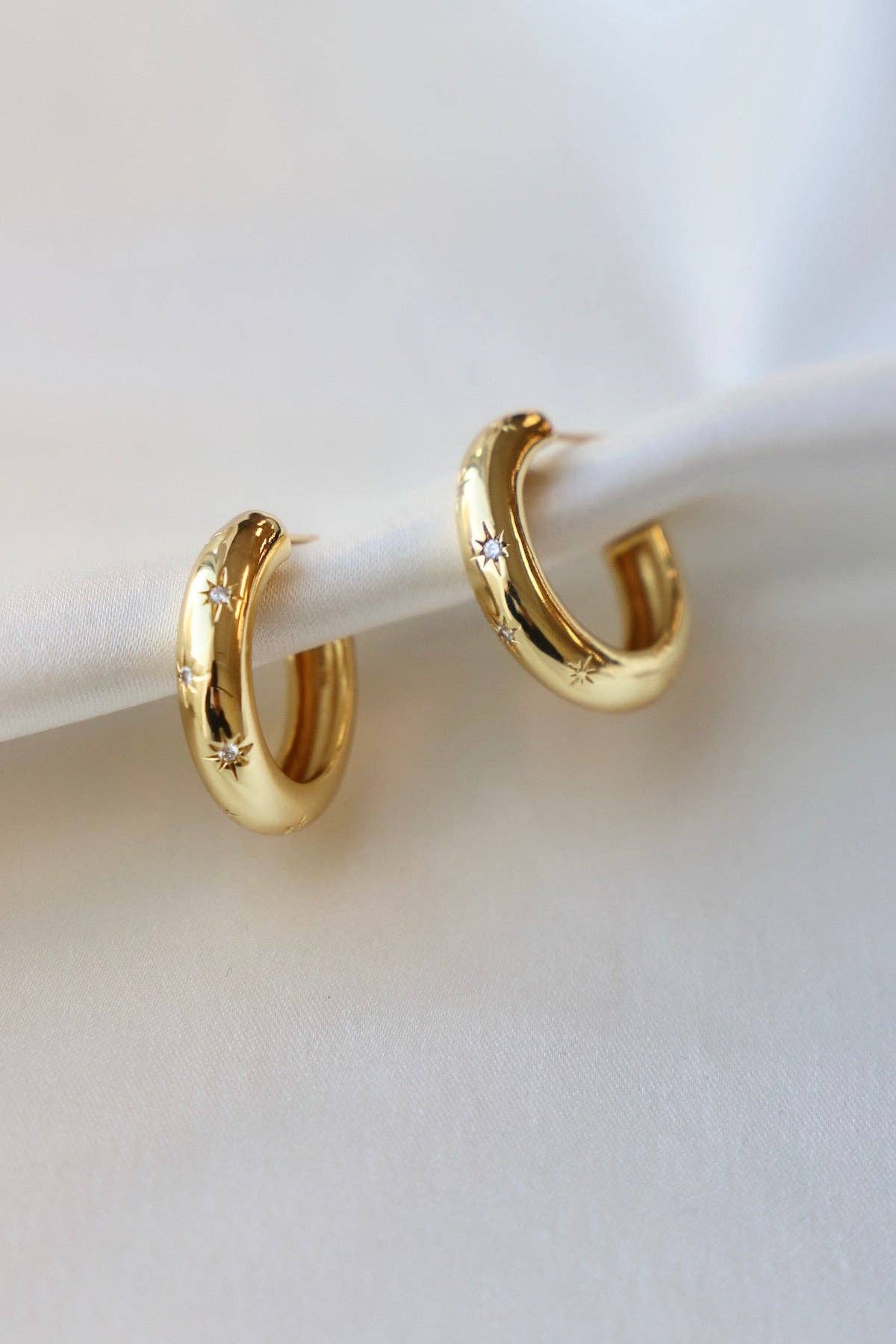 Meredith CZ Star Hoops - Box Turtle