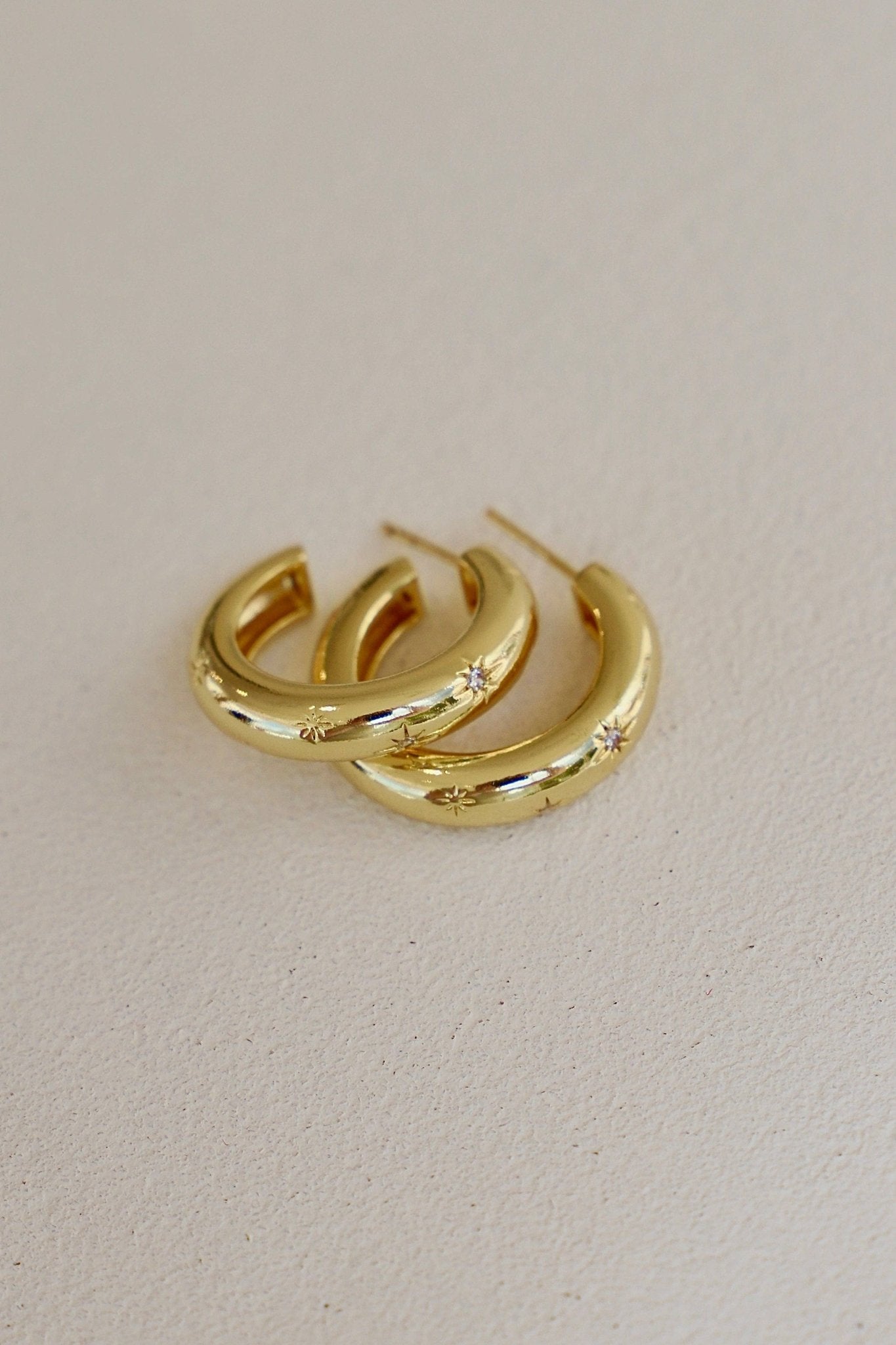 Meredith CZ Star Hoops - Box Turtle