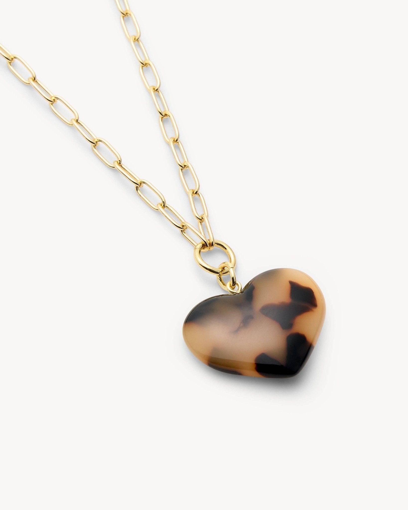 Midi Heart Pendant Necklace in Blonde Tortoise - Box Turtle