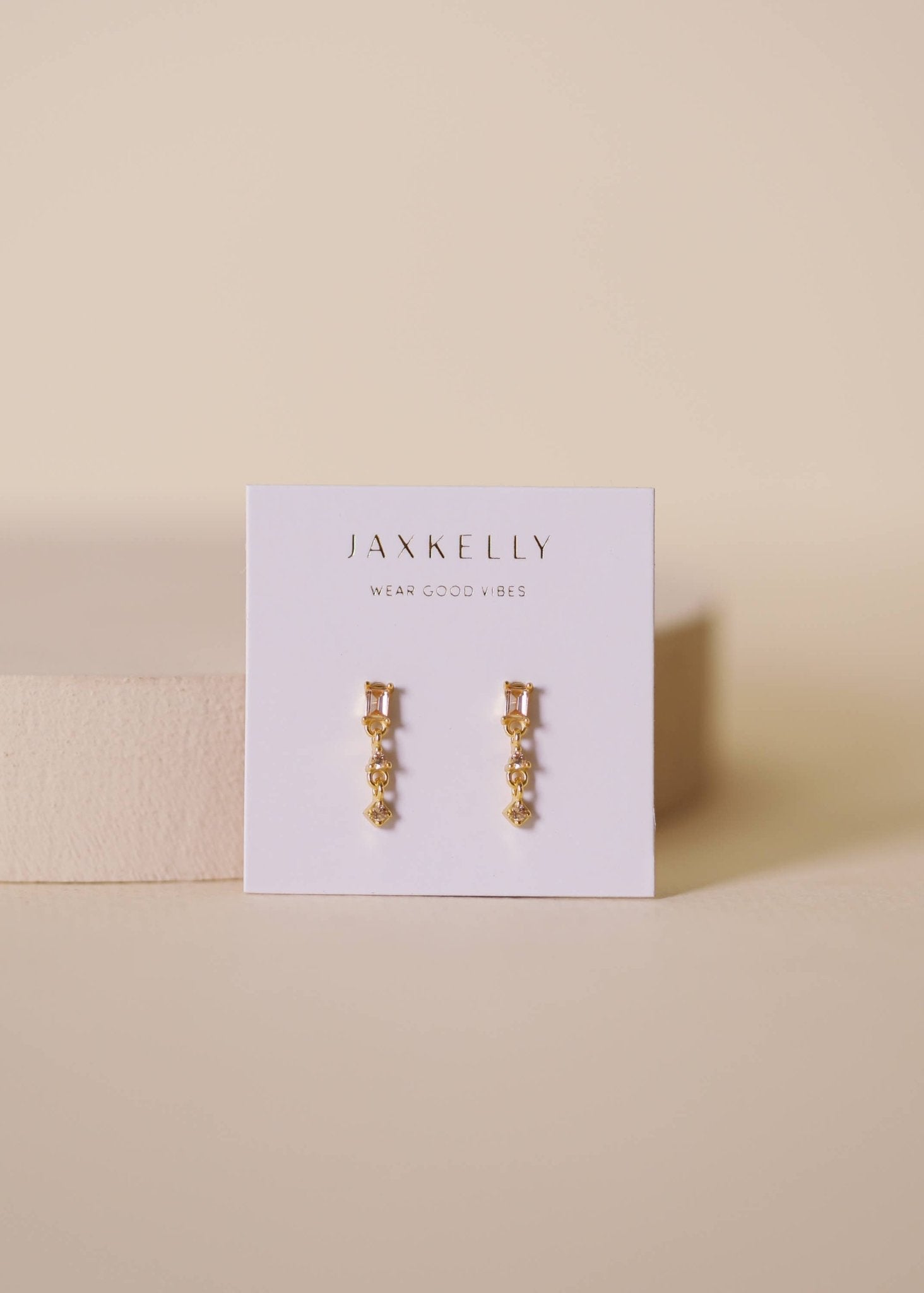 Mini Baguette Drop Earrings - Champagne - Box Turtle