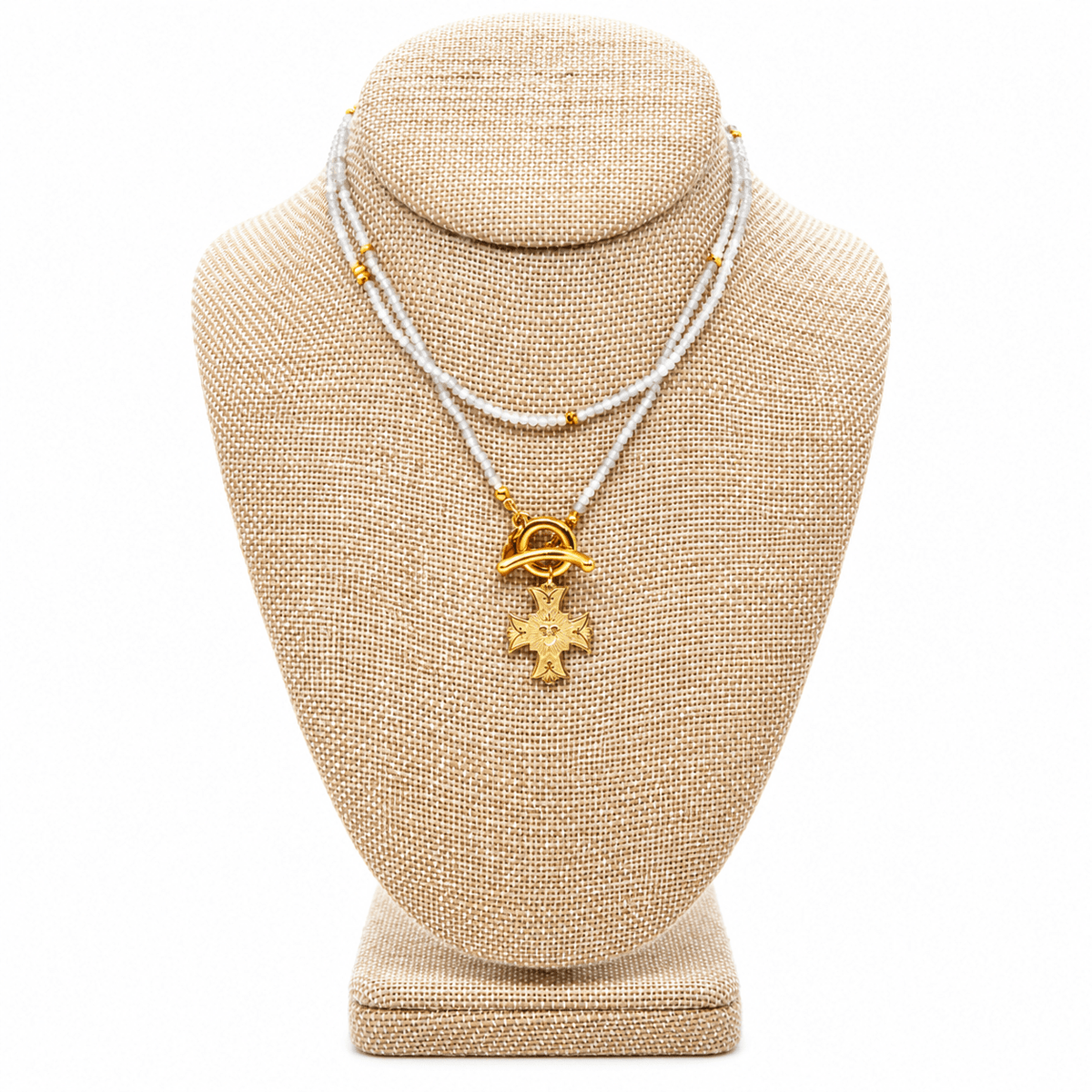Mini Labradorite Long Delicate French Religious Medal Necklace - Box Turtle