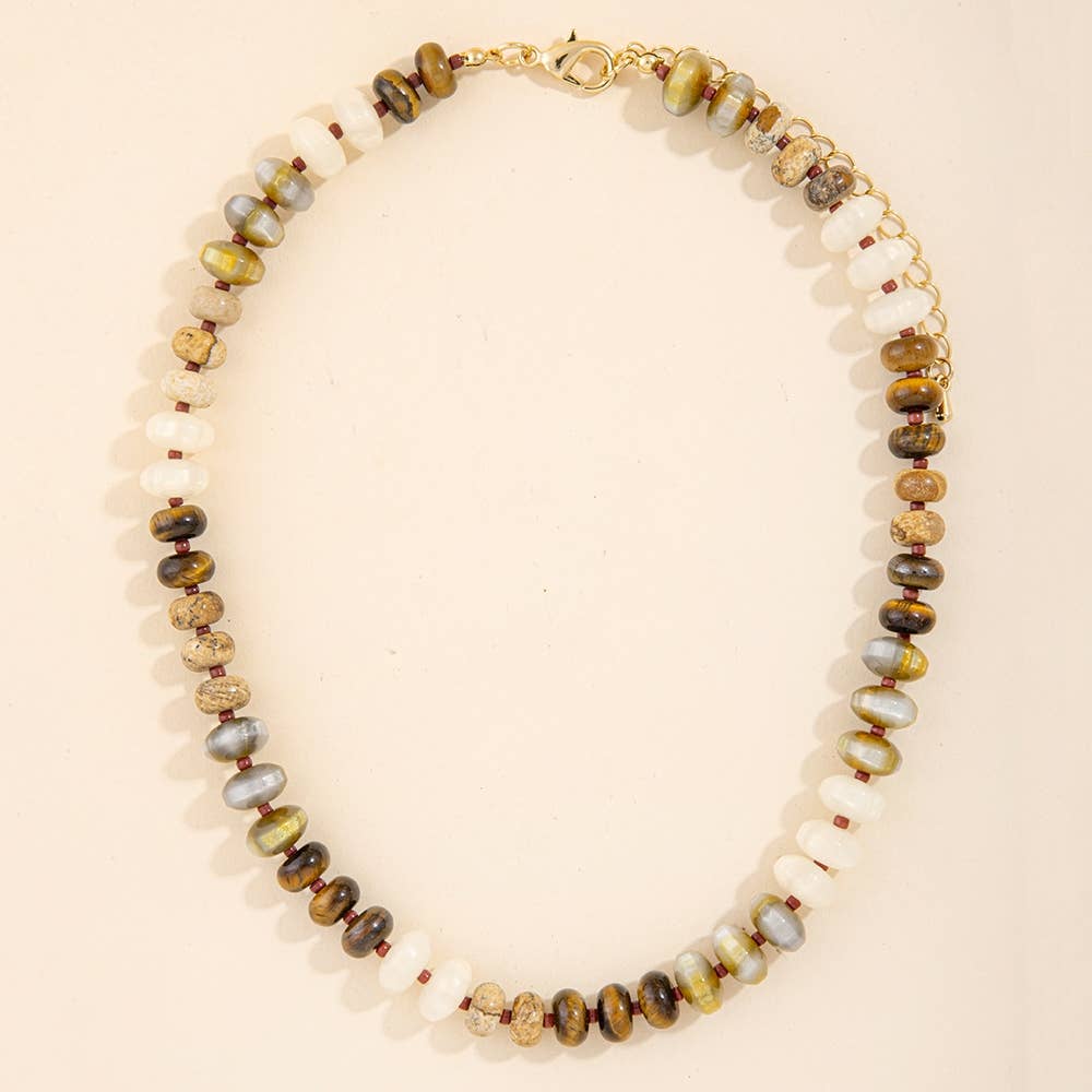 Mixed Rondelle Bead Strand Necklace - Box Turtle
