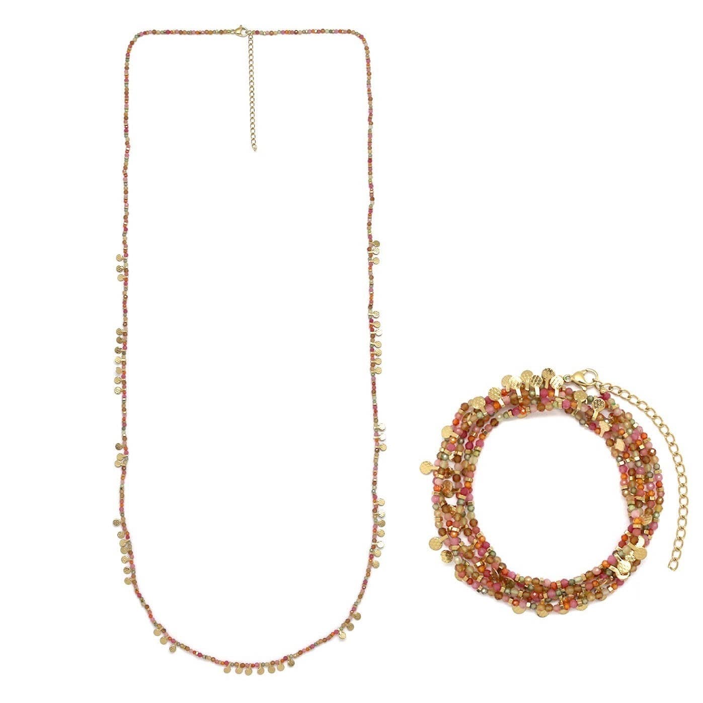 Mixed Stone Necklace with Mini Charms - Box Turtle