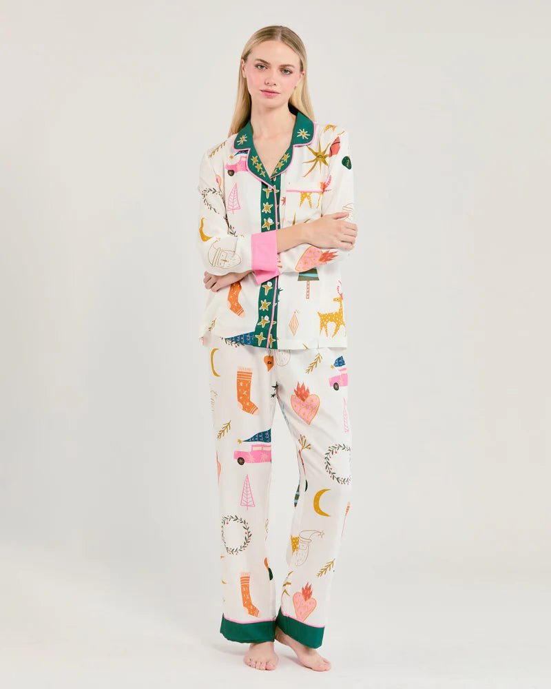 Mod Holiday Long Sleeve Pajama Pants Set - Box Turtle