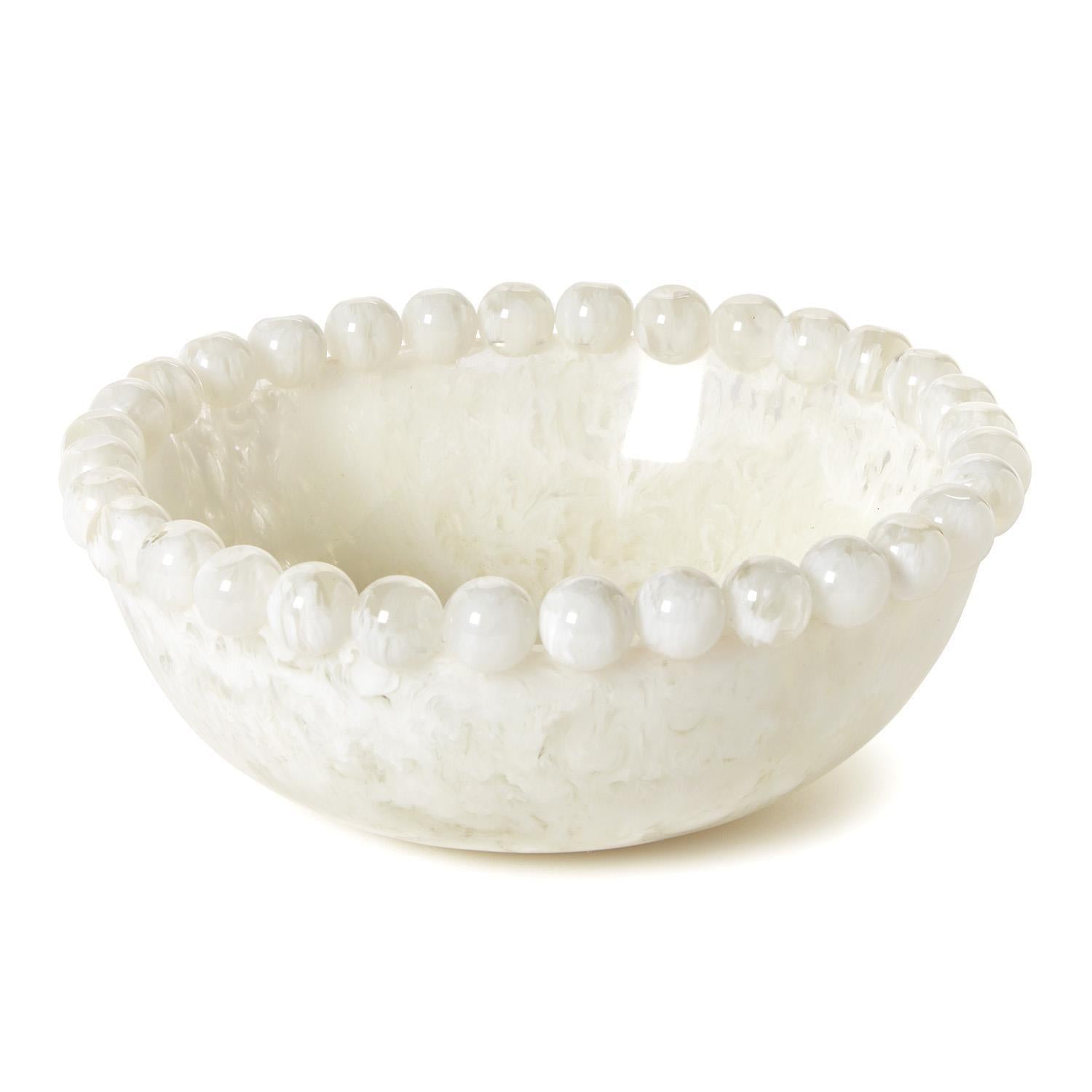 Modern Pop White Beaded Rim Bowl - Box Turtle