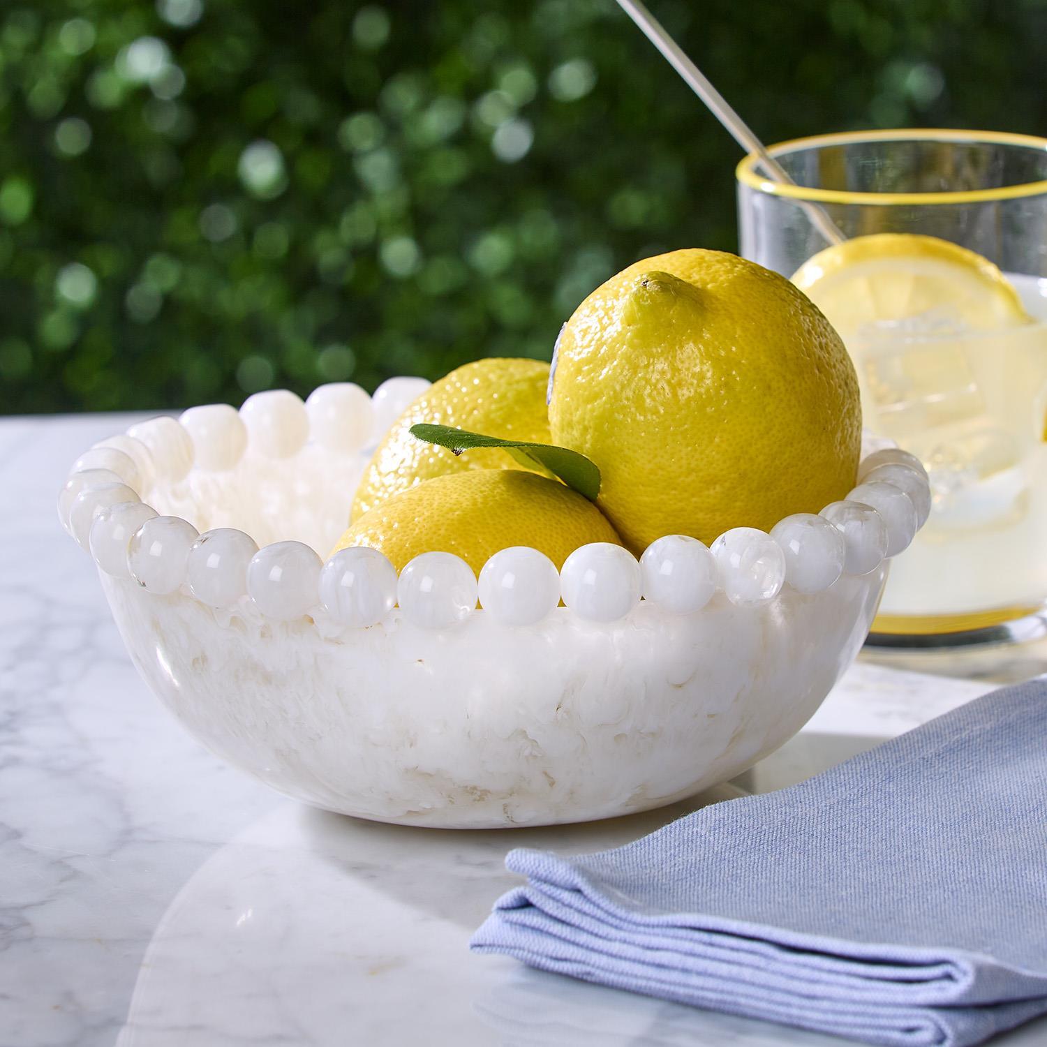 Modern Pop White Beaded Rim Bowl - Box Turtle