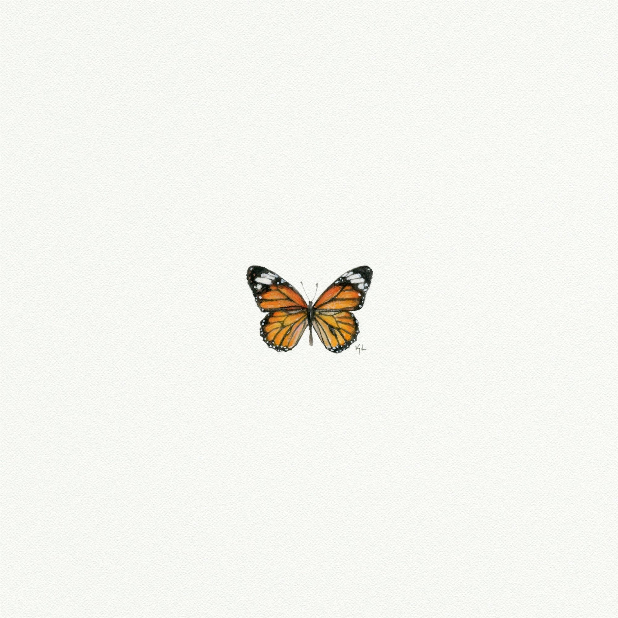 Monarch Butterfly Miniature Watercolor Print - Box Turtle