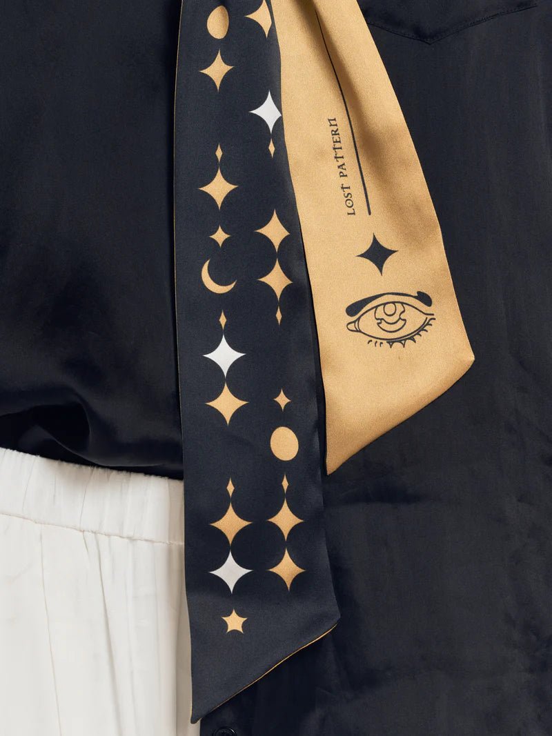 Moonlit Stars Silk Bandana Scarf - Box Turtle