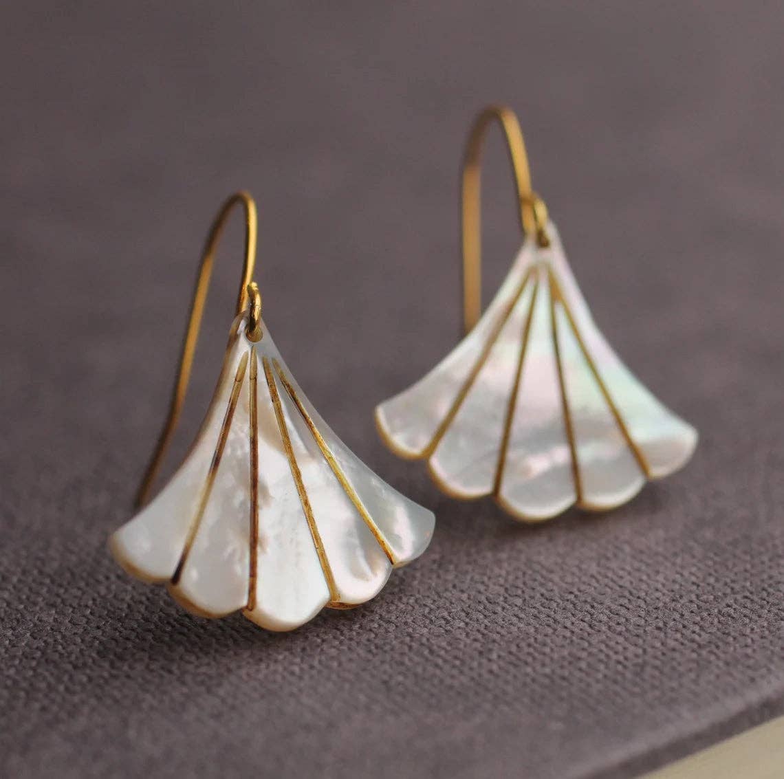 Mother of Pearl Art Deco Earrings - Box Turtle