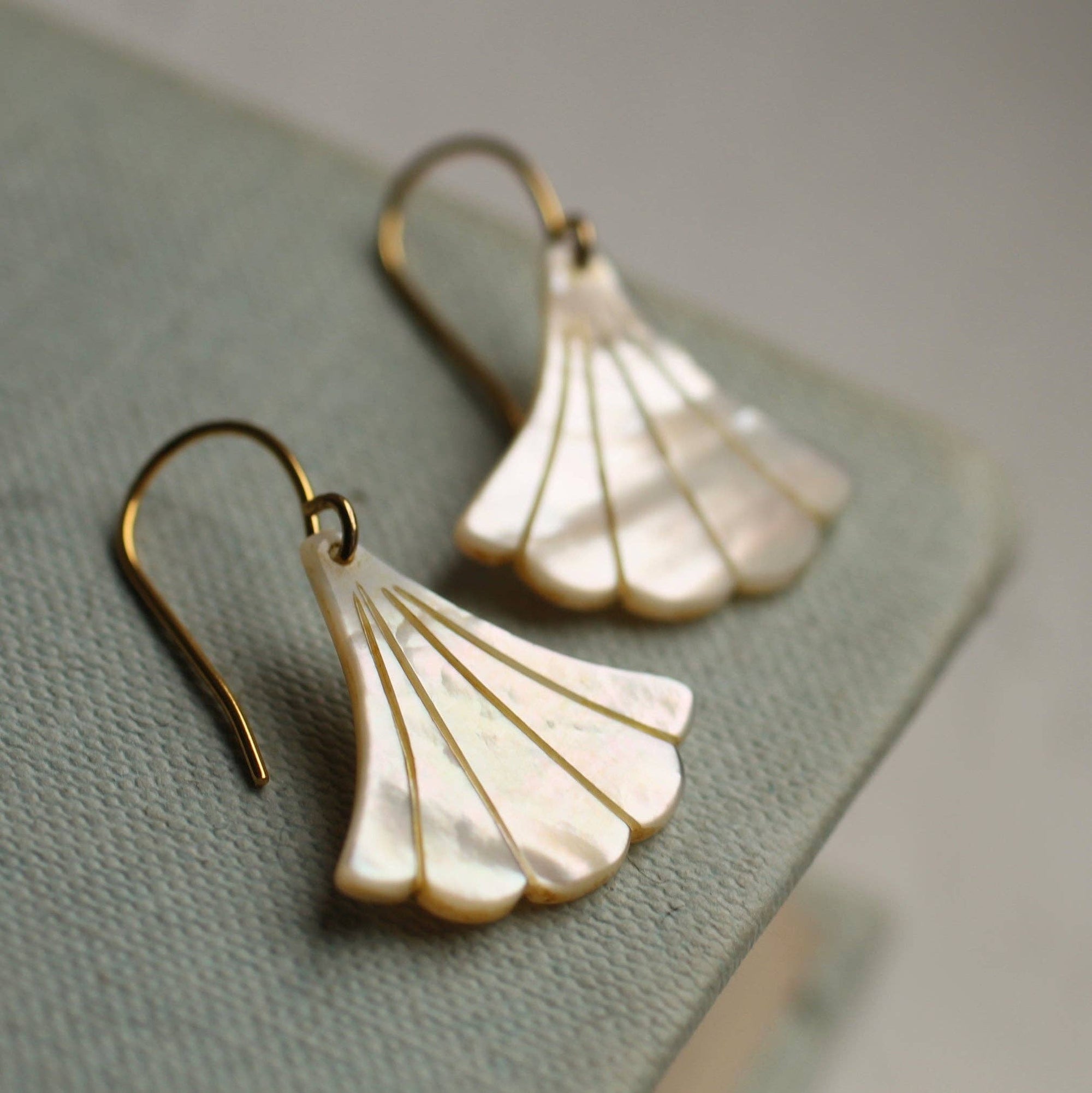 Mother of Pearl Art Deco Earrings - Box Turtle