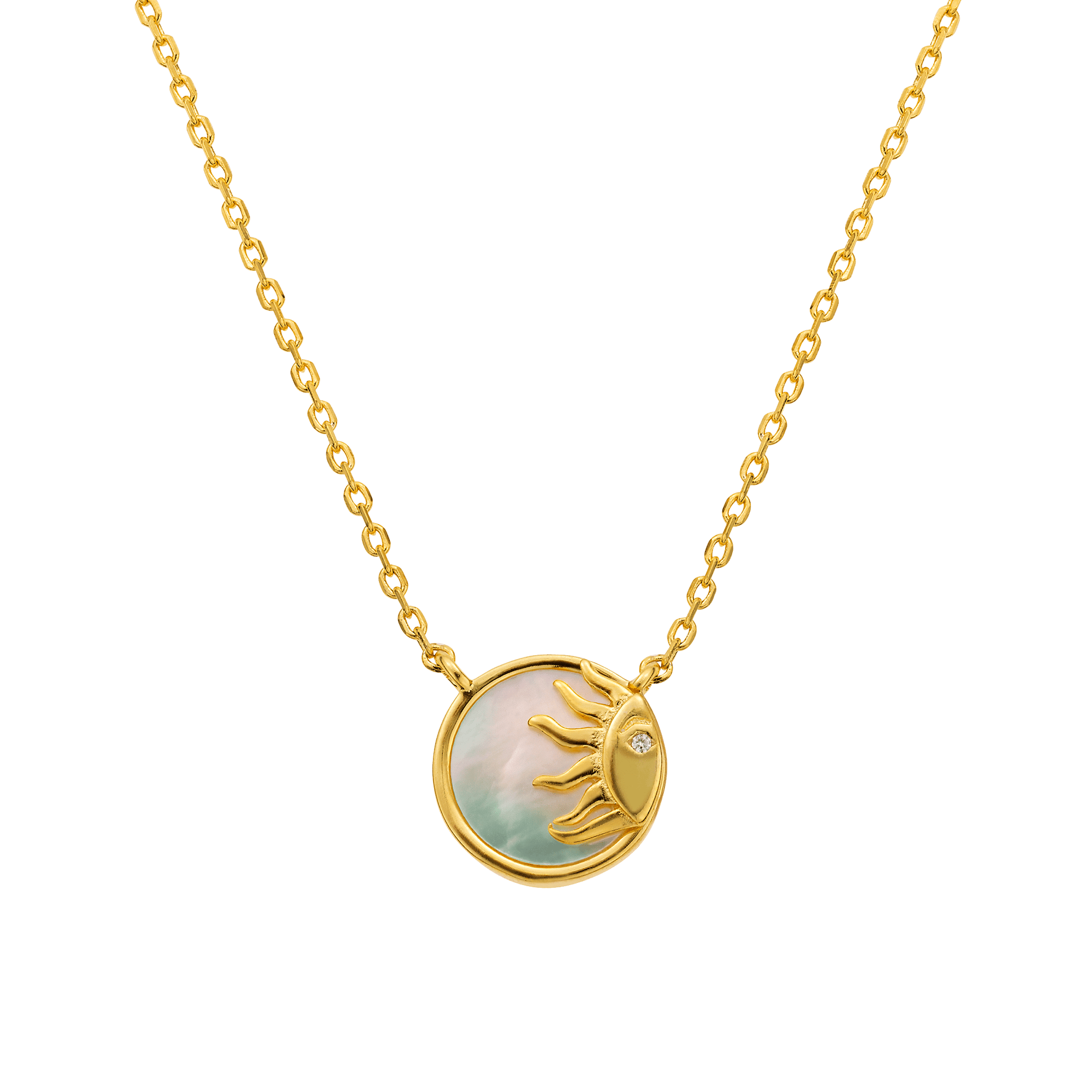Mother of Pearl Sunshine Pendant Necklace - Box Turtle