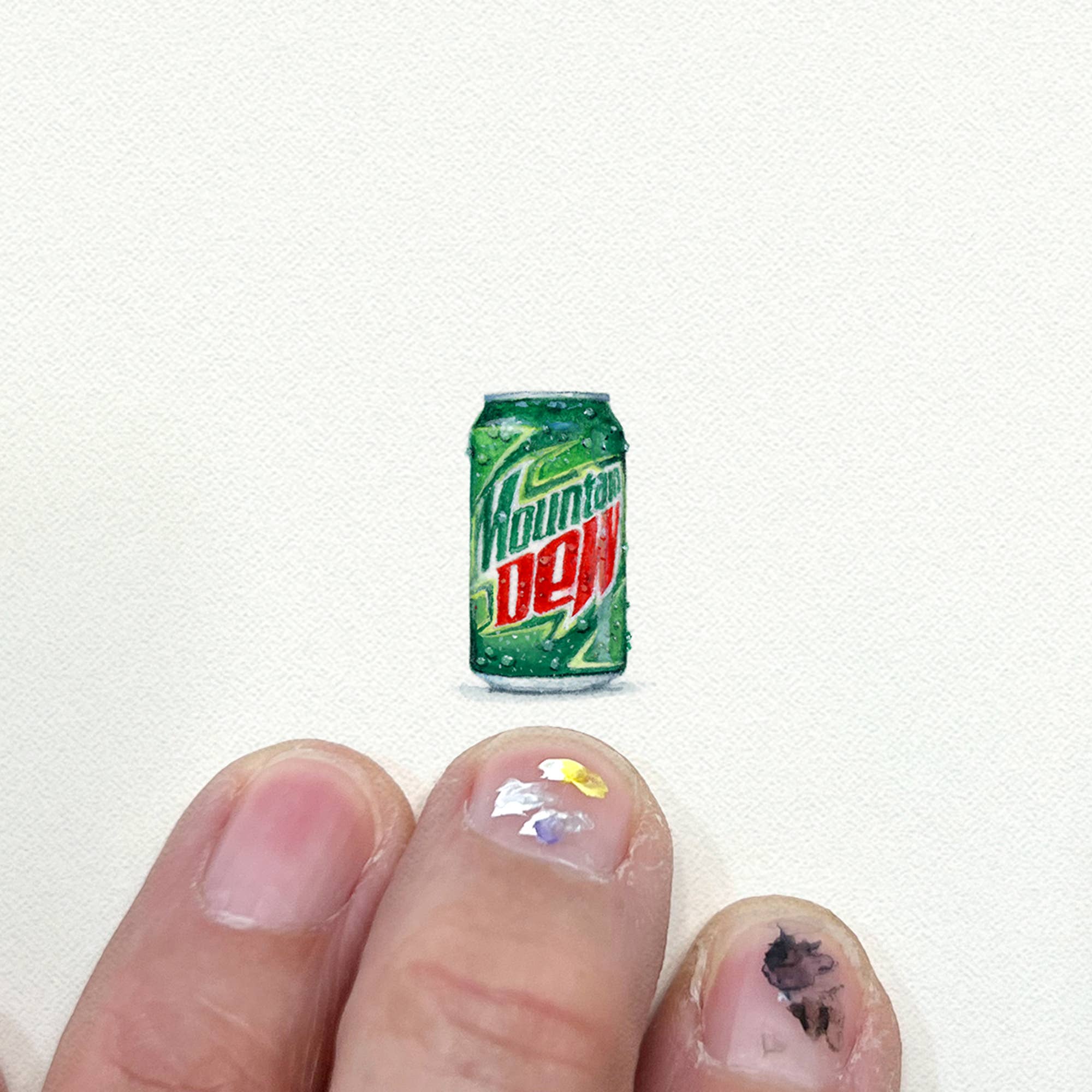 Mountain Dew Can Miniature Watercolor Print - Box Turtle