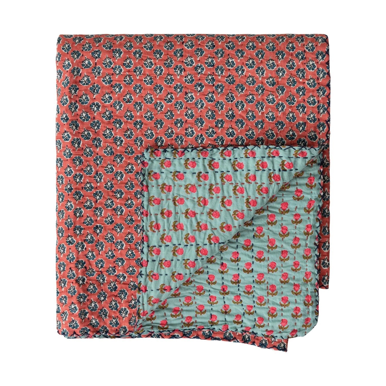 Multi Color Cotton Voile Double Sided Throw - Box Turtle