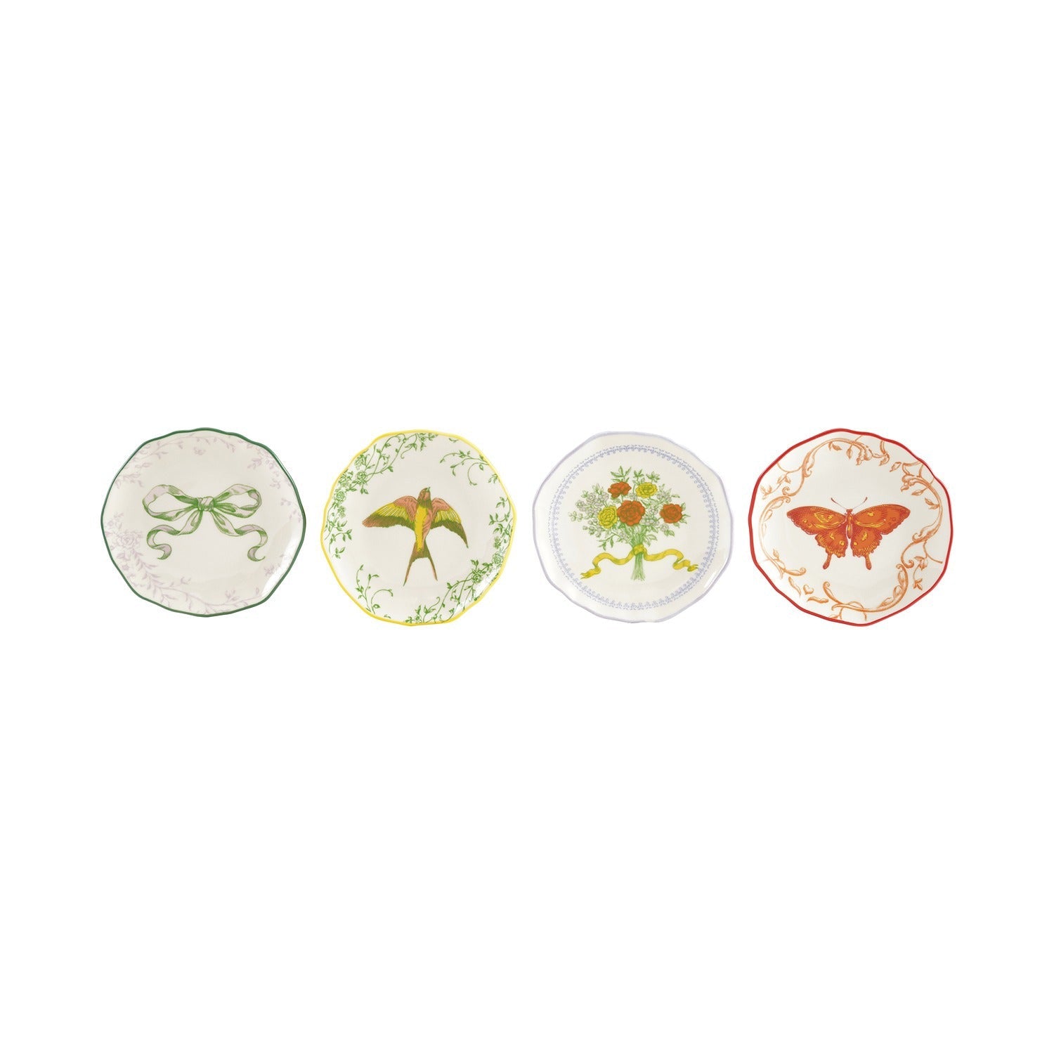 Multi-Colored Patterned Scalloped Plate - Box Turtle