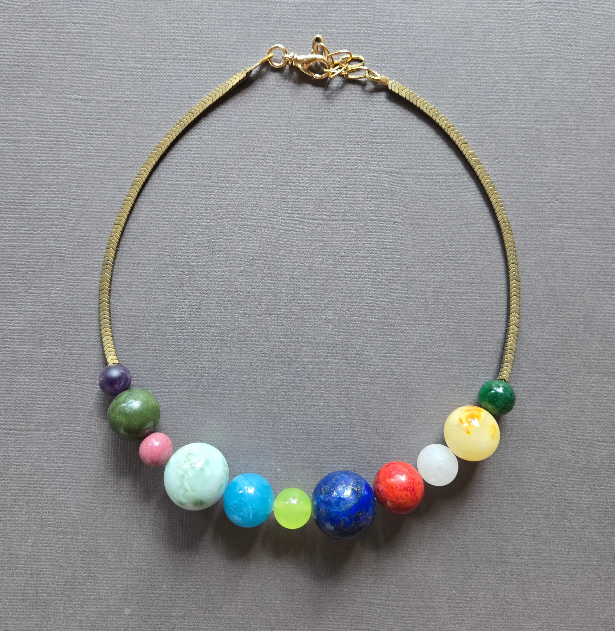 Multi - Stone & Quartz Chain Necklace - Box Turtle