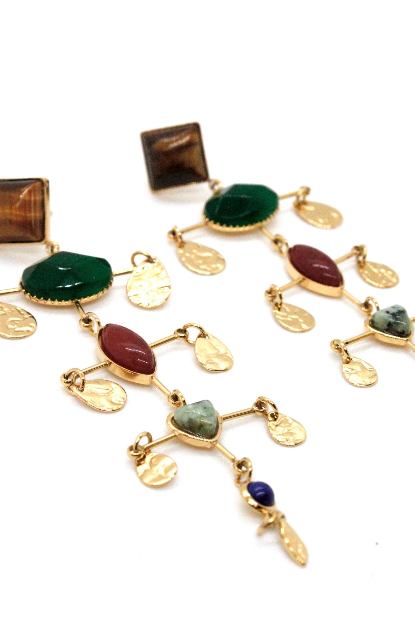 Museum Style Semi Precious Stone Earrings - Box Turtle