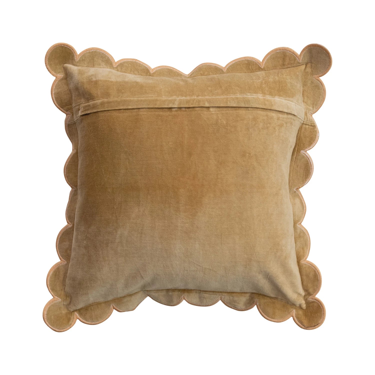 Mustard Velvet Pillow with Scalloped Flange - Box Turtle
