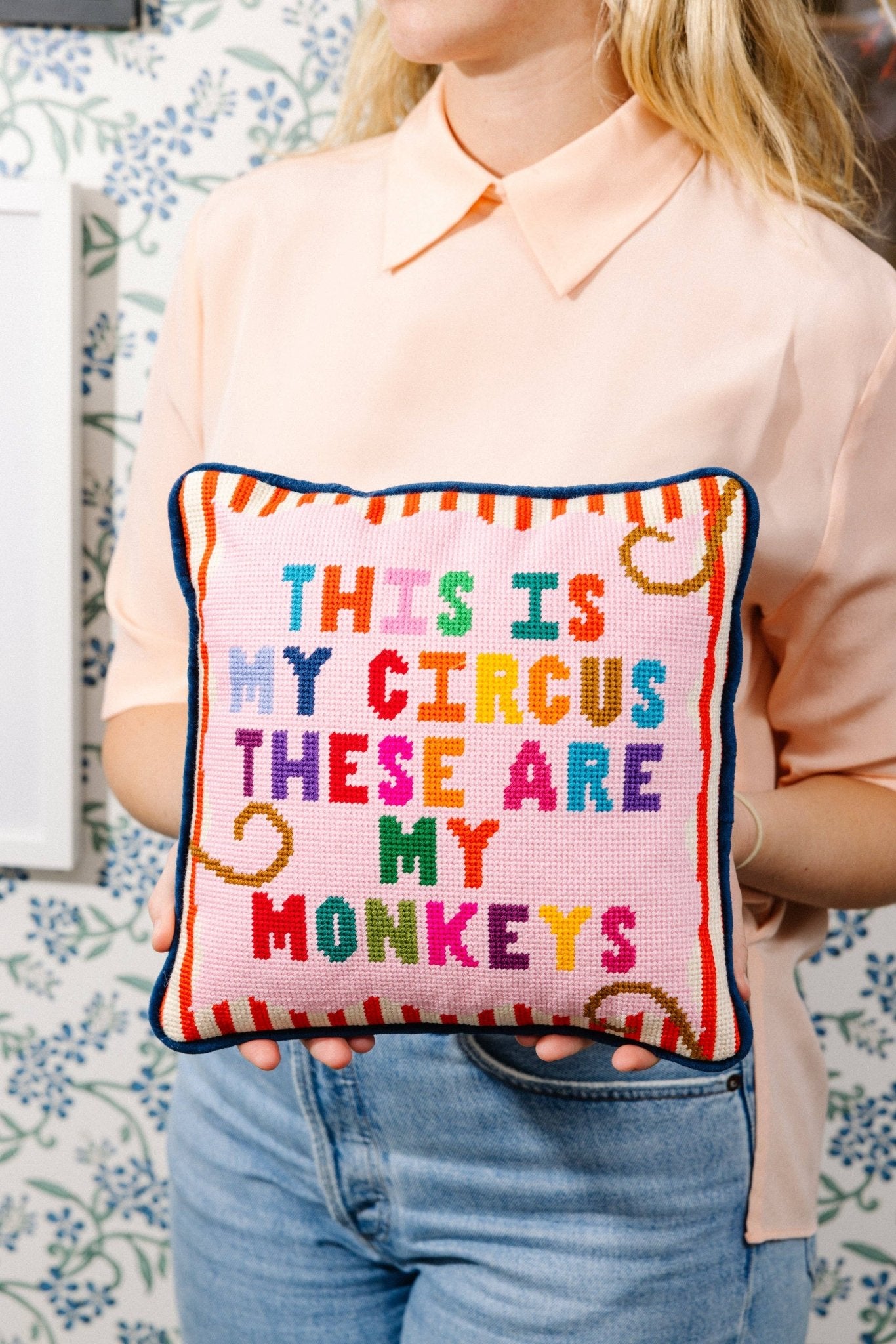 My Circus Needlepoint Pillow - Box Turtle