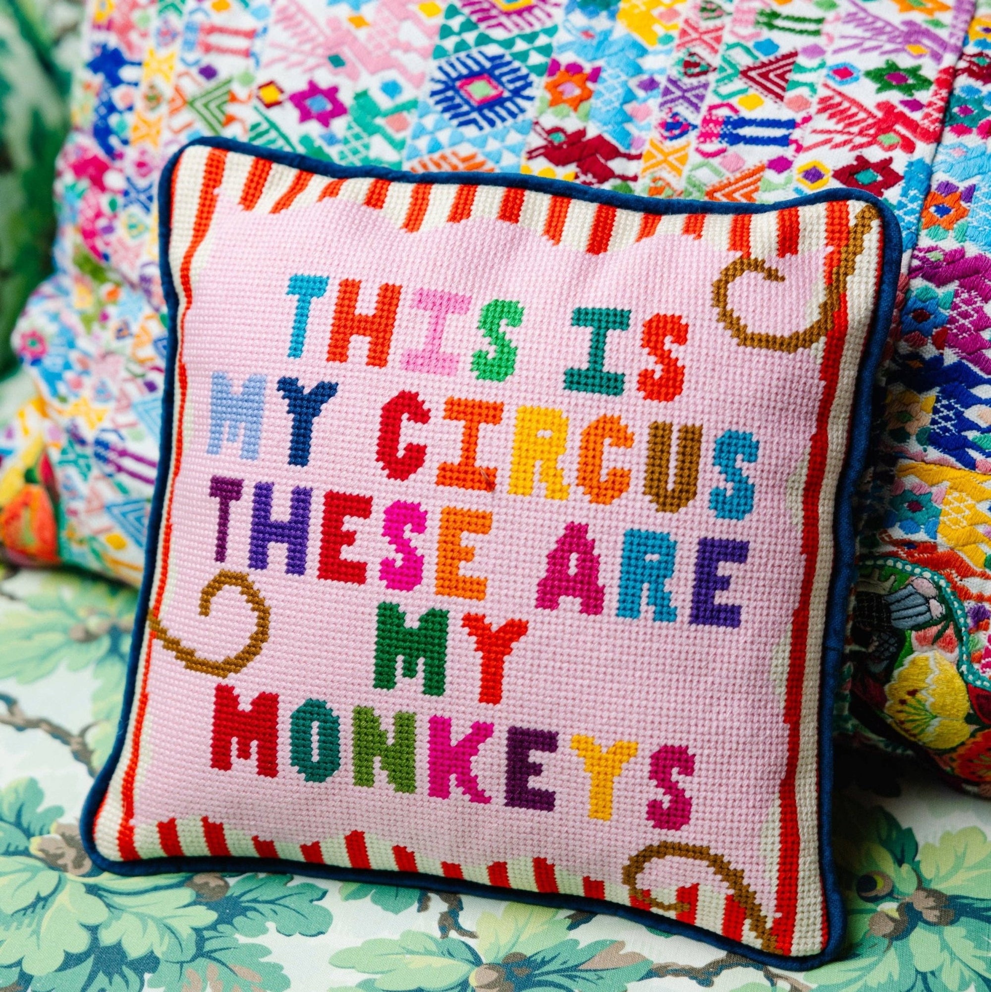 My Circus Needlepoint Pillow - Box Turtle