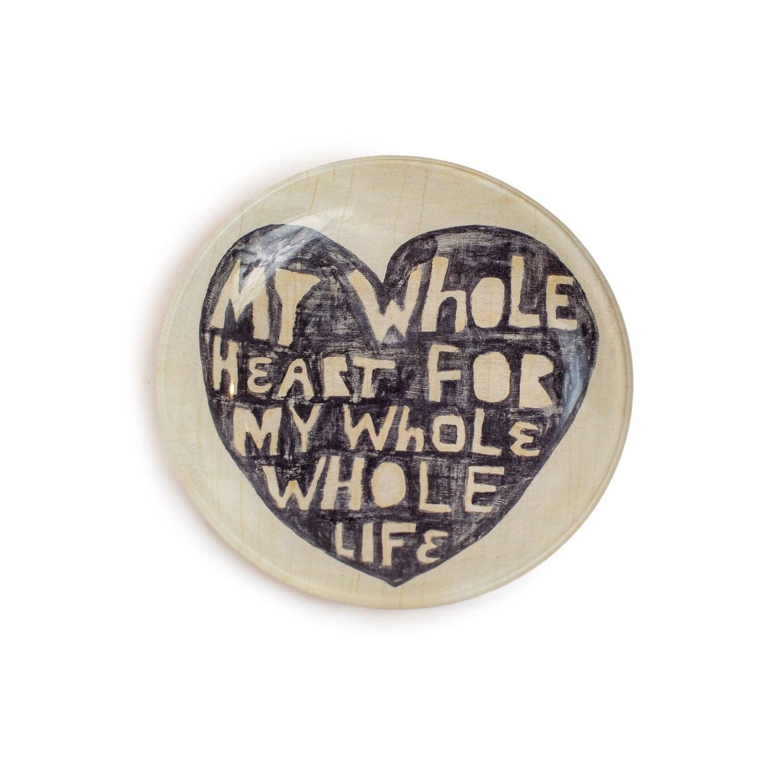My Whole Heart Round Decoupage Plate - Box Turtle