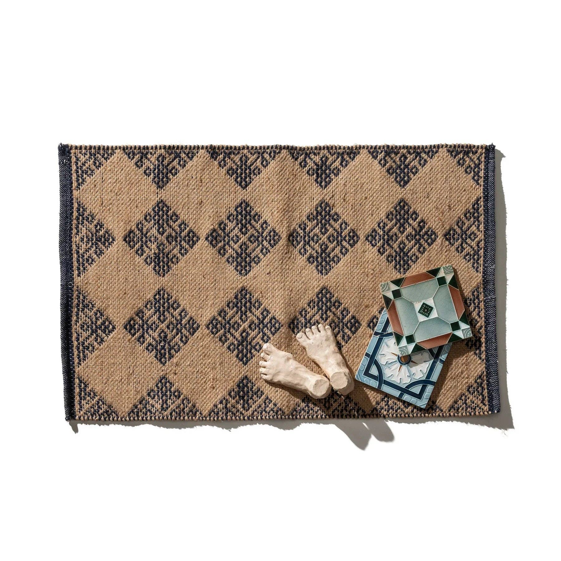 Mykonos Tile Patterned Jute Mat - Box Turtle