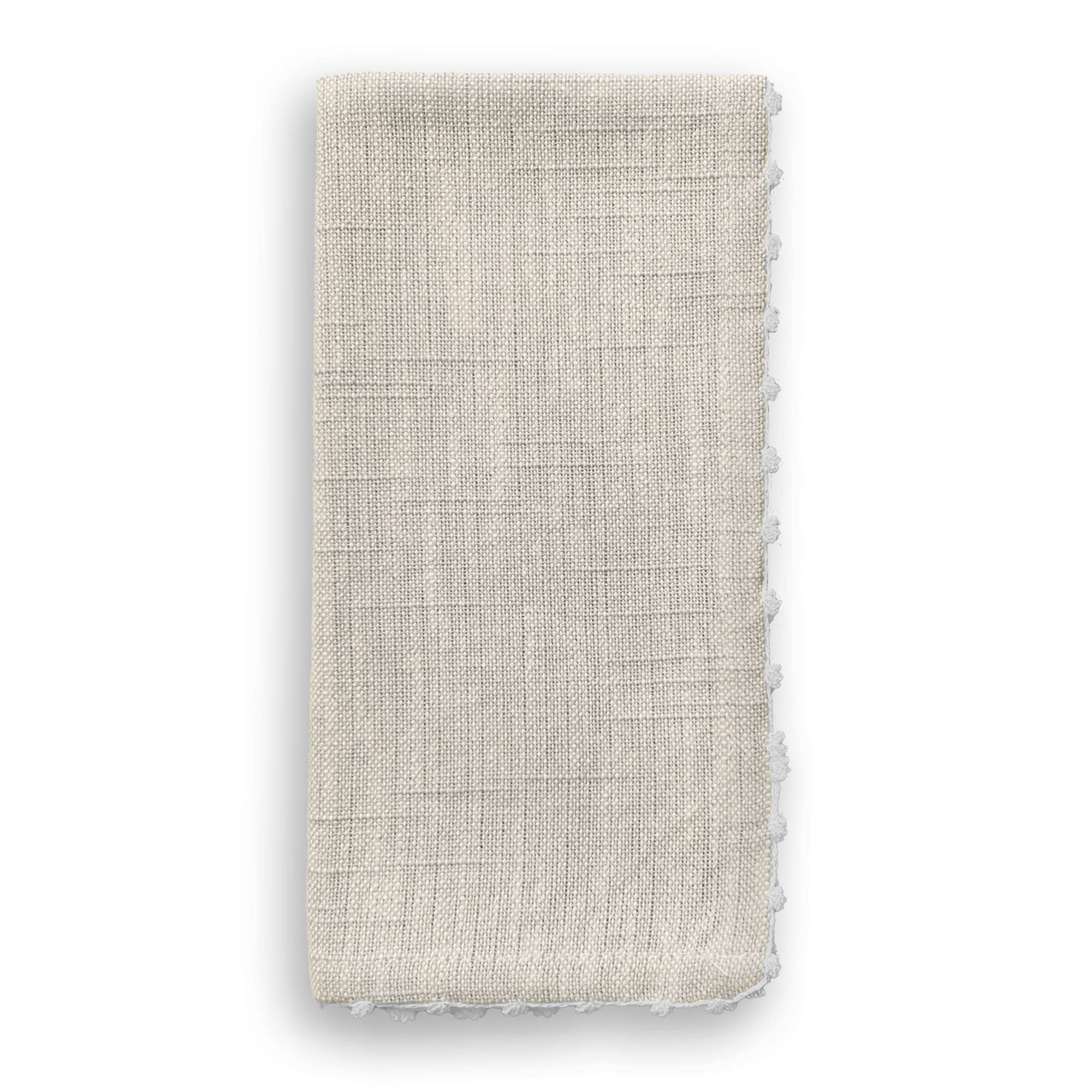 Natural White Trim Knotted Edge Cotton Napkins - Box Turtle