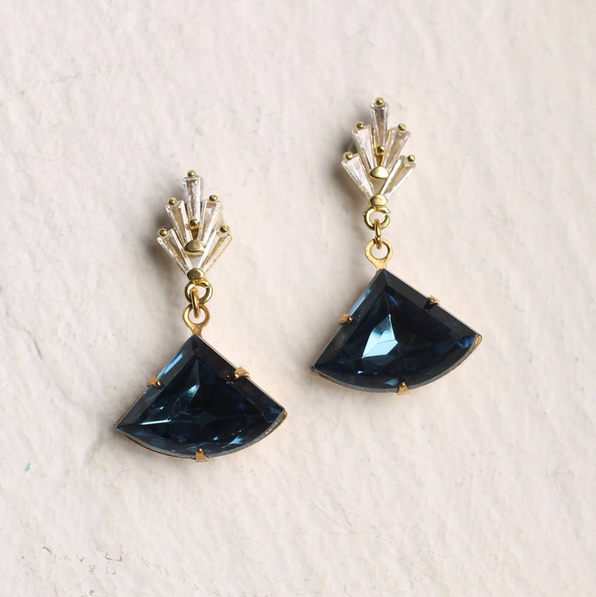 Navy Art Deco Chrysler Earrings - Box Turtle