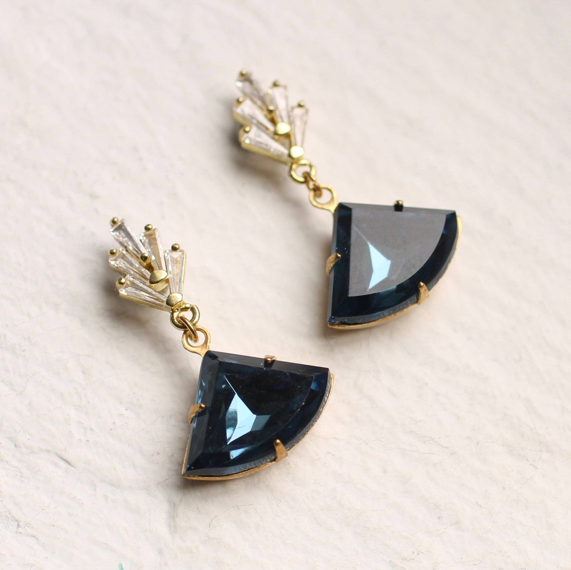Navy Art Deco Chrysler Earrings - Box Turtle