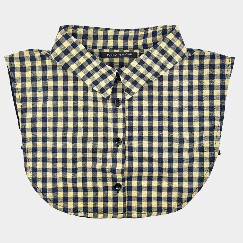 Navy Gingham Detachable Shirt Collar - Box Turtle