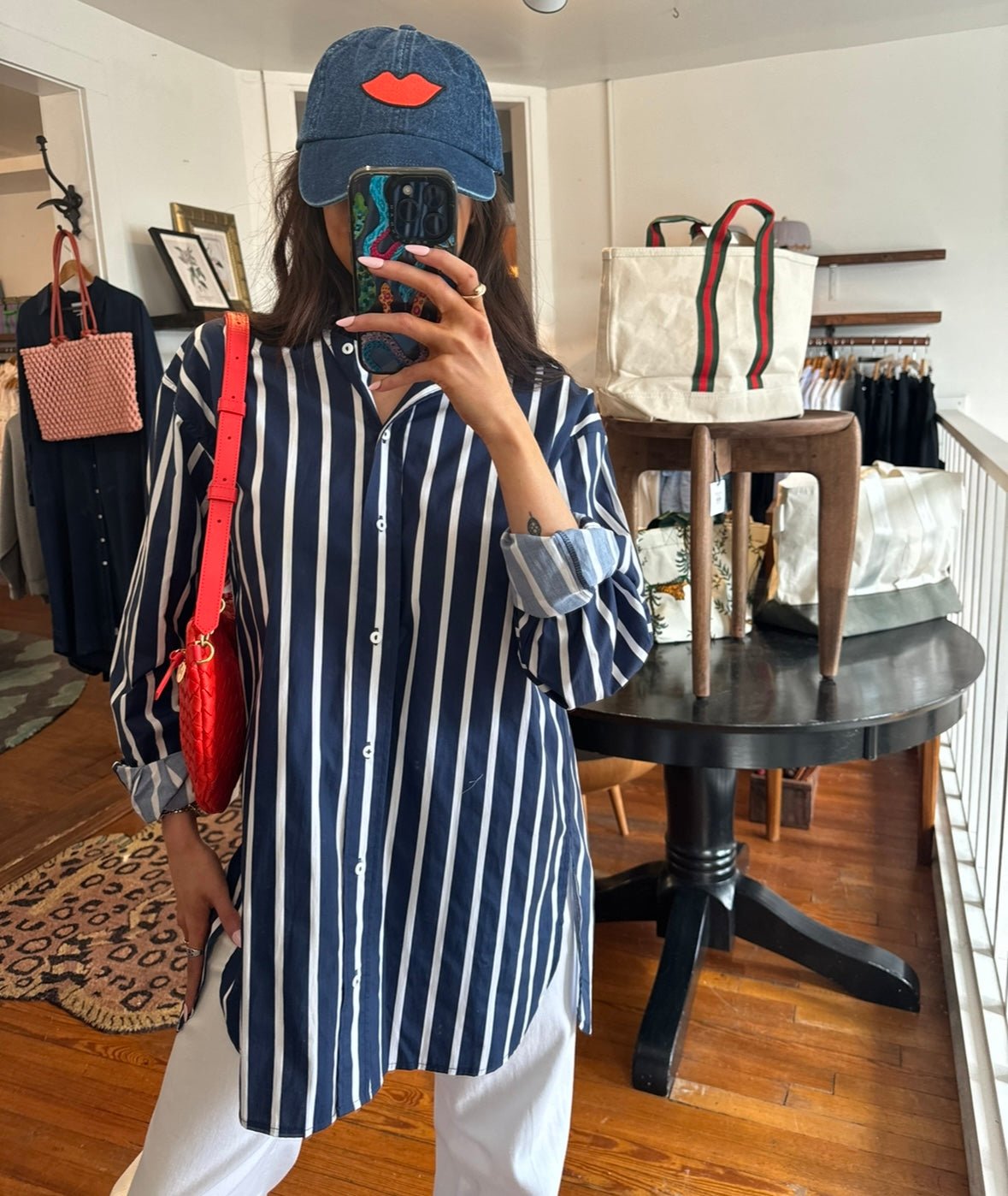 Navy Thick Stripe Boyfriend Shirt - Box Turtle