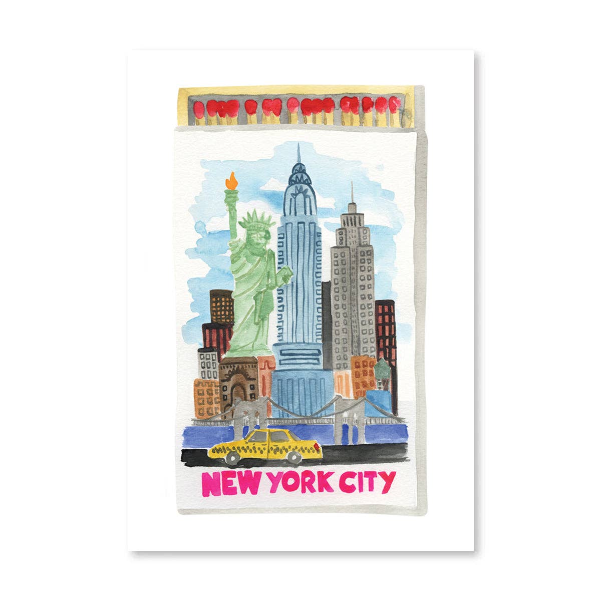 New York City Matchbook Watercolor Print - Box Turtle