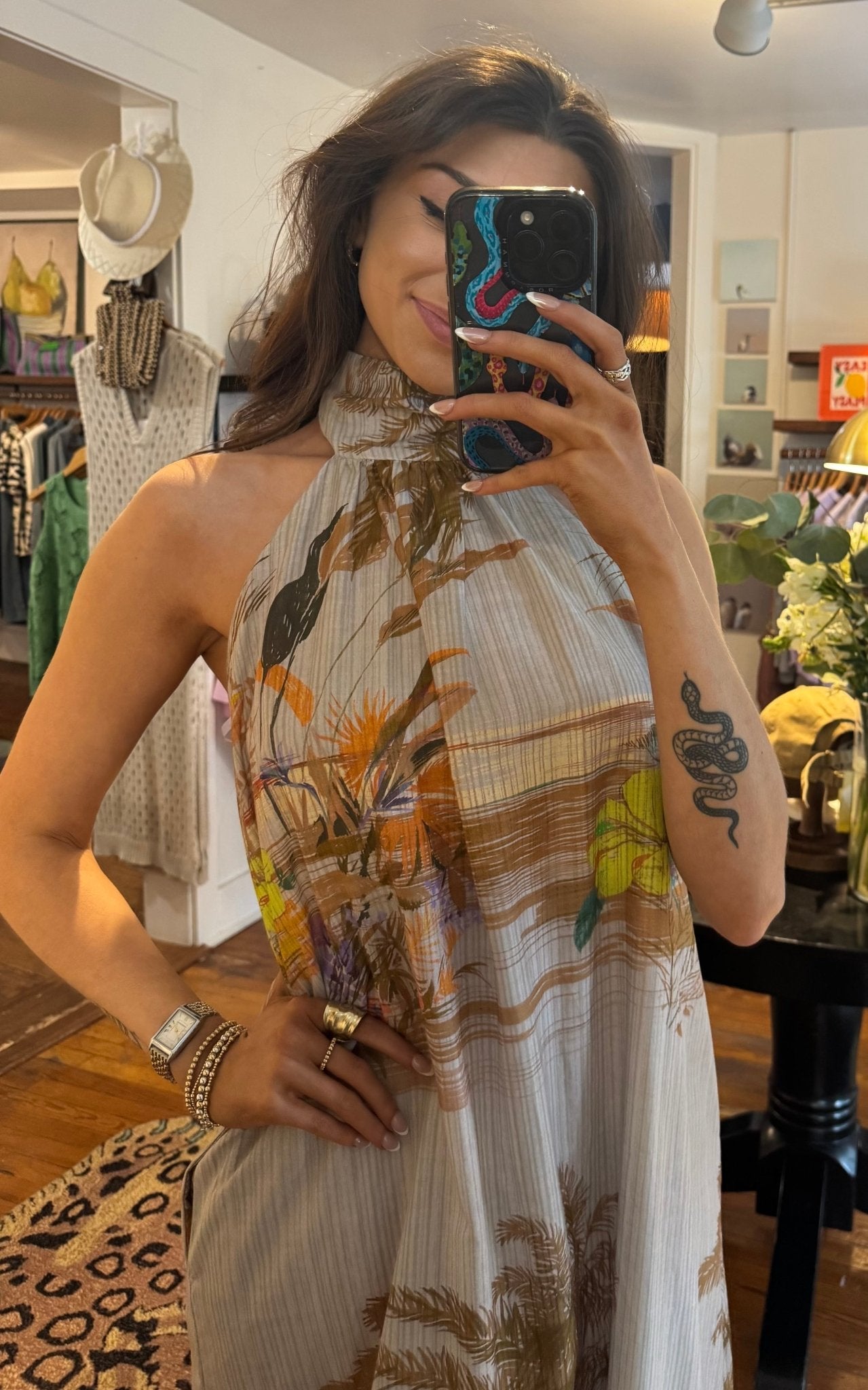 Oat Print Nile Dress - Box Turtle