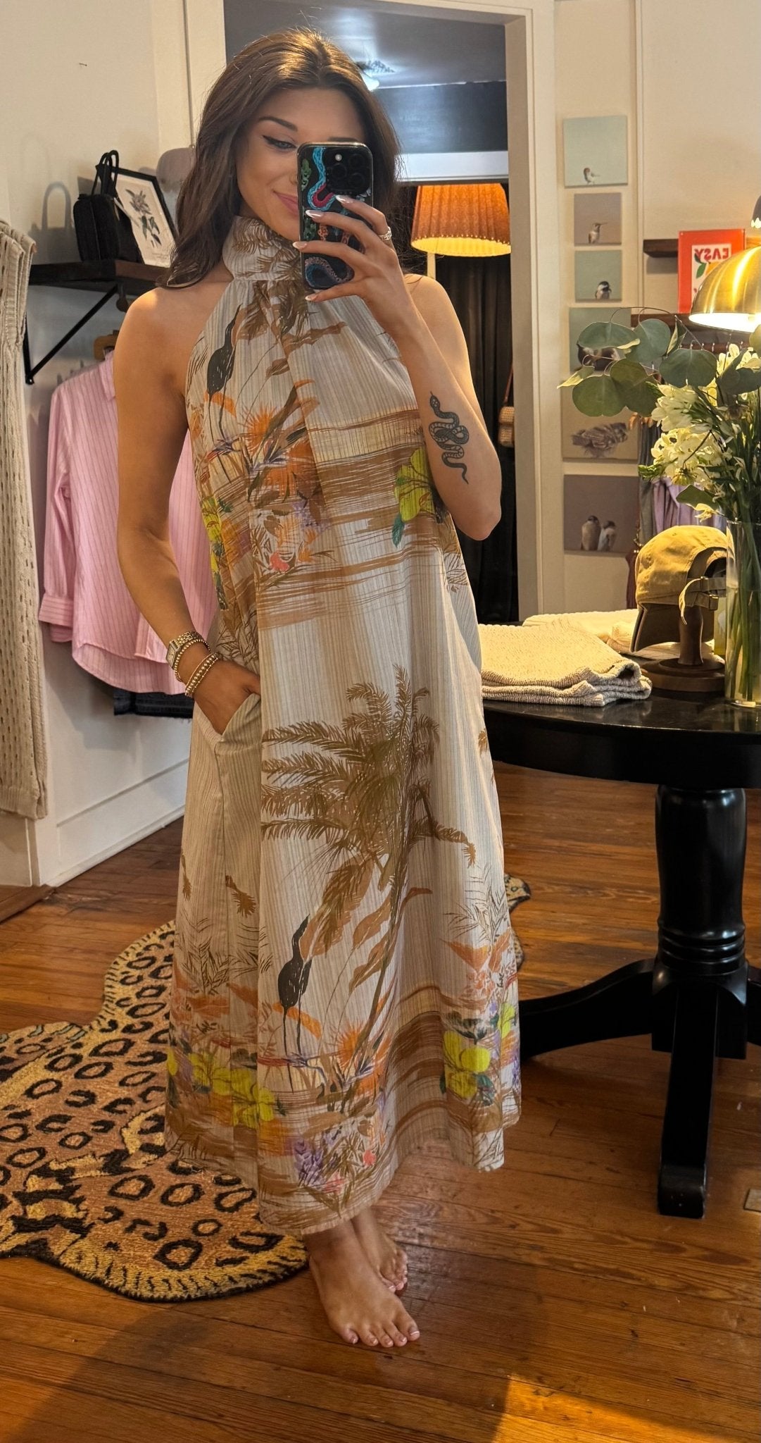 Oat Print Nile Dress - Box Turtle
