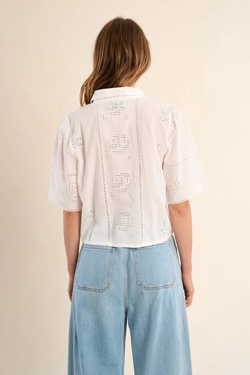 Off White Embroidered Top - Box Turtle
